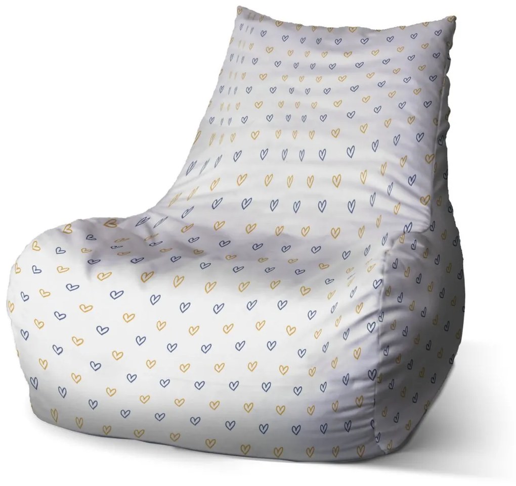 Sablio Sedací vak Bean Maľované srdce na bielej - 100 x 90 x 45 cm