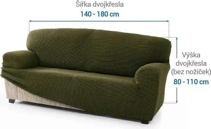Super strečové poťahy NIAGARA zelená dvojkreslo (š. 140 - 180 cm)