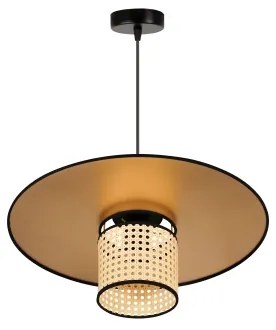 Duolla - Luster na lanku TOKYO RATTAN 1xE27/15W/230V pr. 50 cm zlatá/ratan