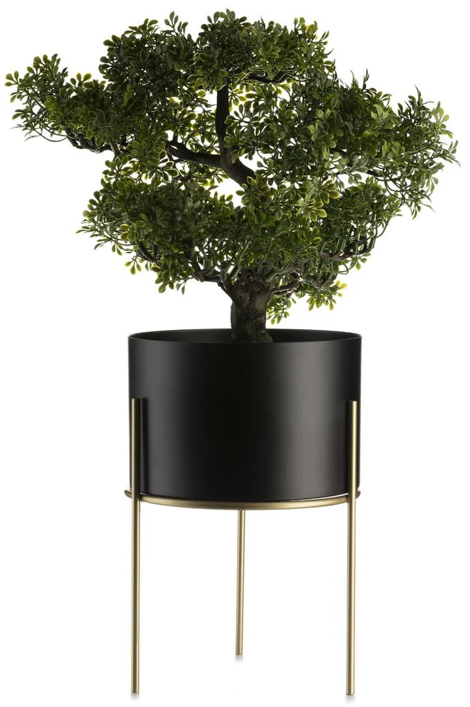 KOVOVÝ KVETINÁČ SO STOJANOM LOFT 22X18 CM ČIERNA/ZLATÁ