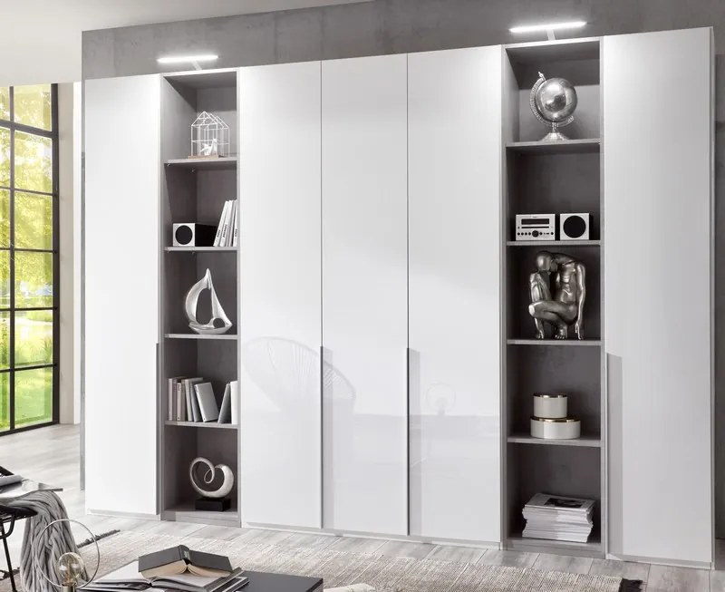 Šatníková skriňa New York D, 135 cm, biela / biely lesk