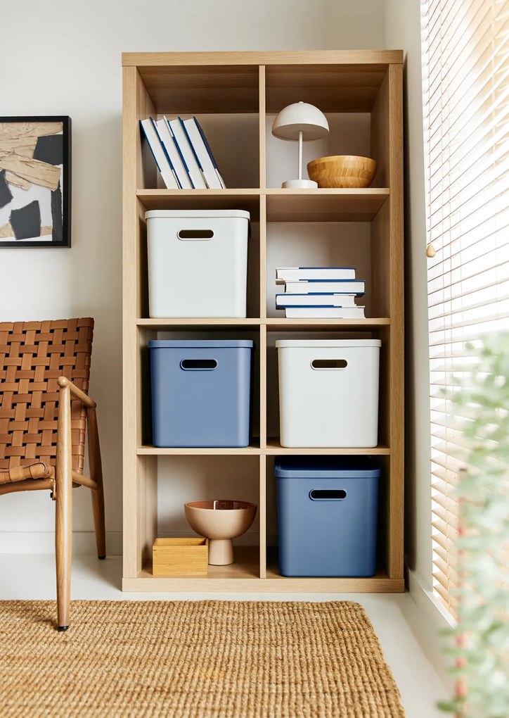 Rotho Úložný box, rovný s vekom, 27l, modrá ALBU LIGHT, 37x29x30