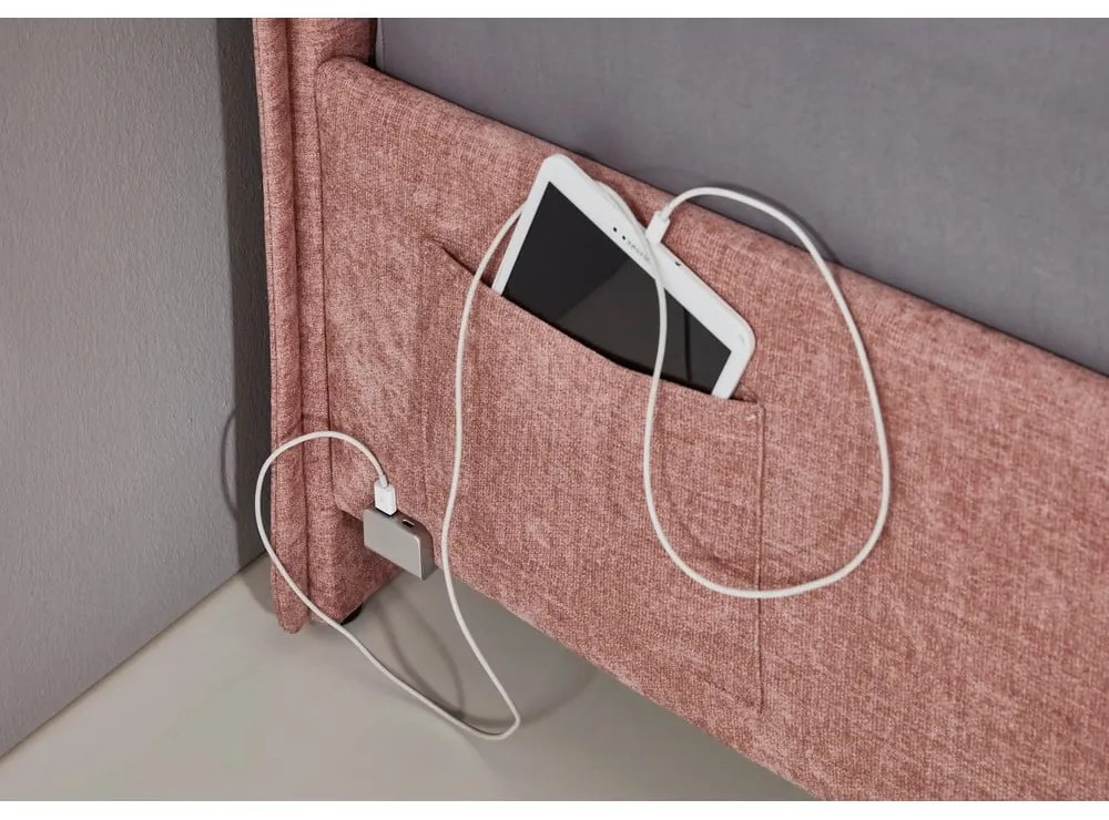 Ružová čalúnená detská posteľ bez roštu 90x200 cm Fun – Meise Möbel