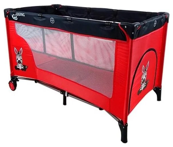COSING - Cestovná postieľka s možnosťou polohovania ADAM Zebra Red