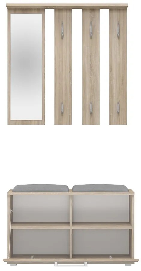 Predsieňová zostava Oasis 1 (dub sonoma) (so zrkadlom). Akcia -23%. Vlastná spoľahlivá doprava až k Vám domov. 1132532