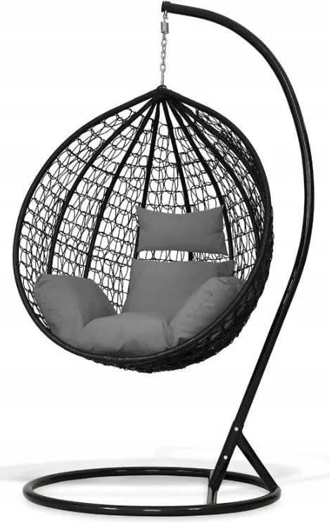 BestBerg BBHC-40BK závesné kreslo / ratan / čierna/sivá