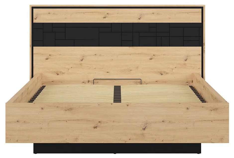 Manželská posteľ 160 cm BRW Pont LOZ/160 (s roštom) (dub artisan + čierna matná). Akcia -18%. Vlastná spoľahlivá doprava až k Vám domov. 1063045