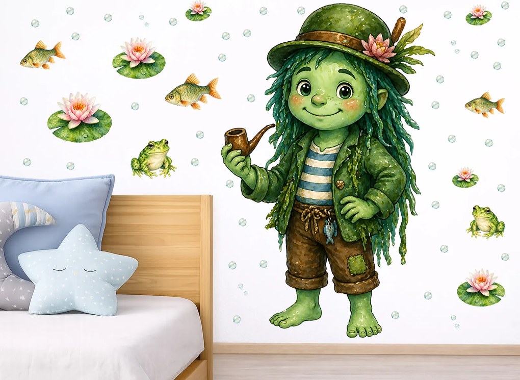 Vodník textilní prelepiteľná nálepka na stenu hárok 48 x 75 cm