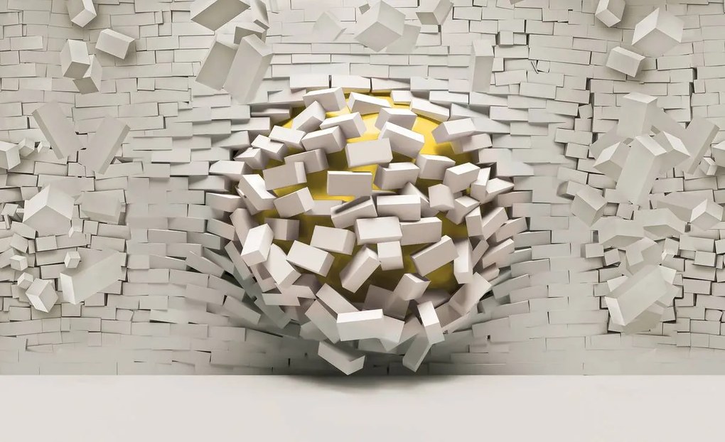 Fototapeta - 3D múr s loptou (254x184 cm)