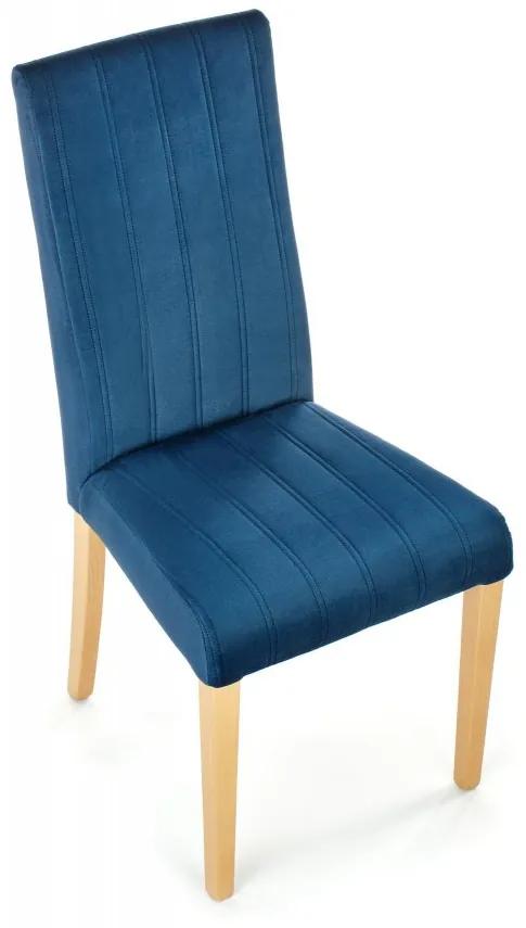 Jedálenská stolička DIEGO 3 — zamat, medový dub, modrá