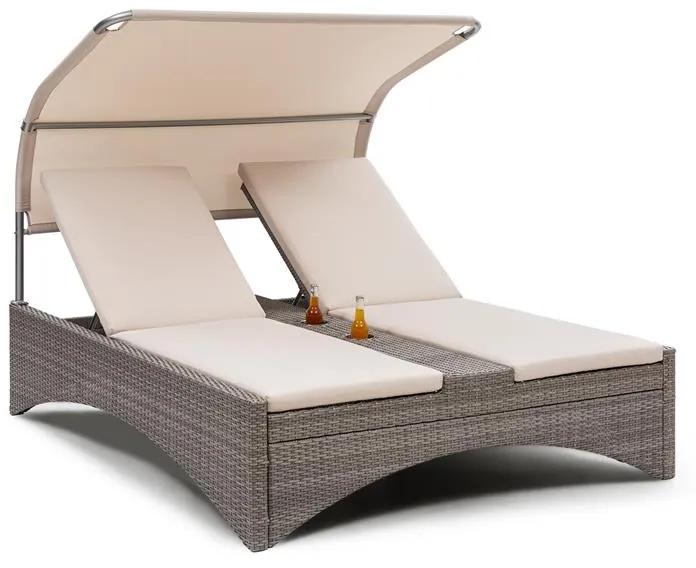 Eremitage Double Lounger, plážové ležadlo pre 2 osoby, hliník/ratan, tmavošedé