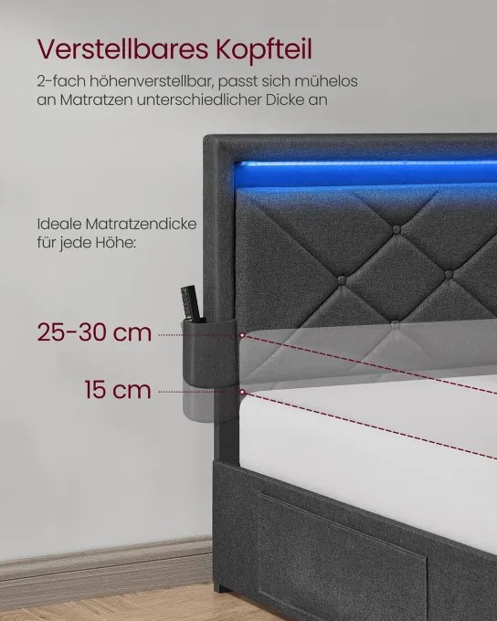 Manželská postel s LED osvetlením RMB827G02