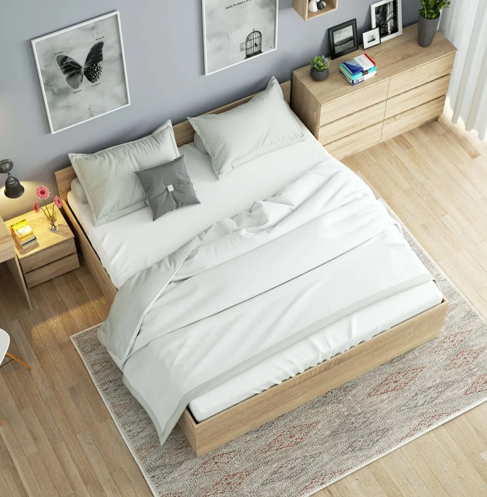 Posteľ CLP 180x200 cm dvojlôžko s roštom dub sonoma