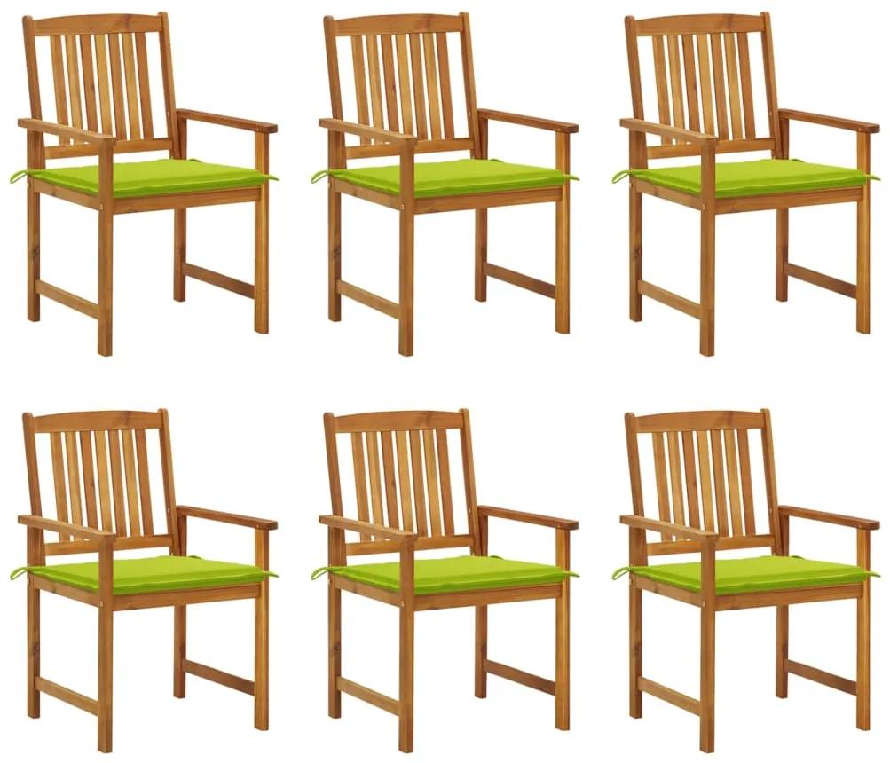 Záhradné stoličky s podložkami 6 ks masívne akáciové drevo 3078162