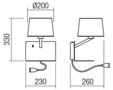 Redo 01-1807 - LED Nástenné svietidlo TOMO 1xE27/42W/230V+1xLED/3W