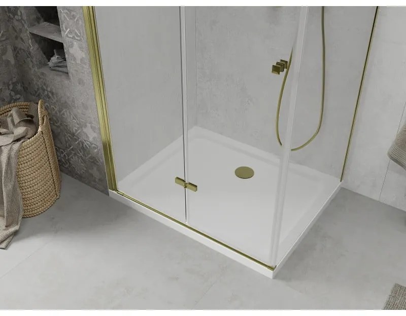 Mexen Lima sprchovací kút 90 x 100 cm, číre sklo-zlatý profil + sprchová vanička, 856-090-100-50-00-4010