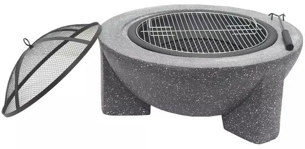 Prenosné ohnisko s roštom 79,5x38 cm, čierna/tmavá žula