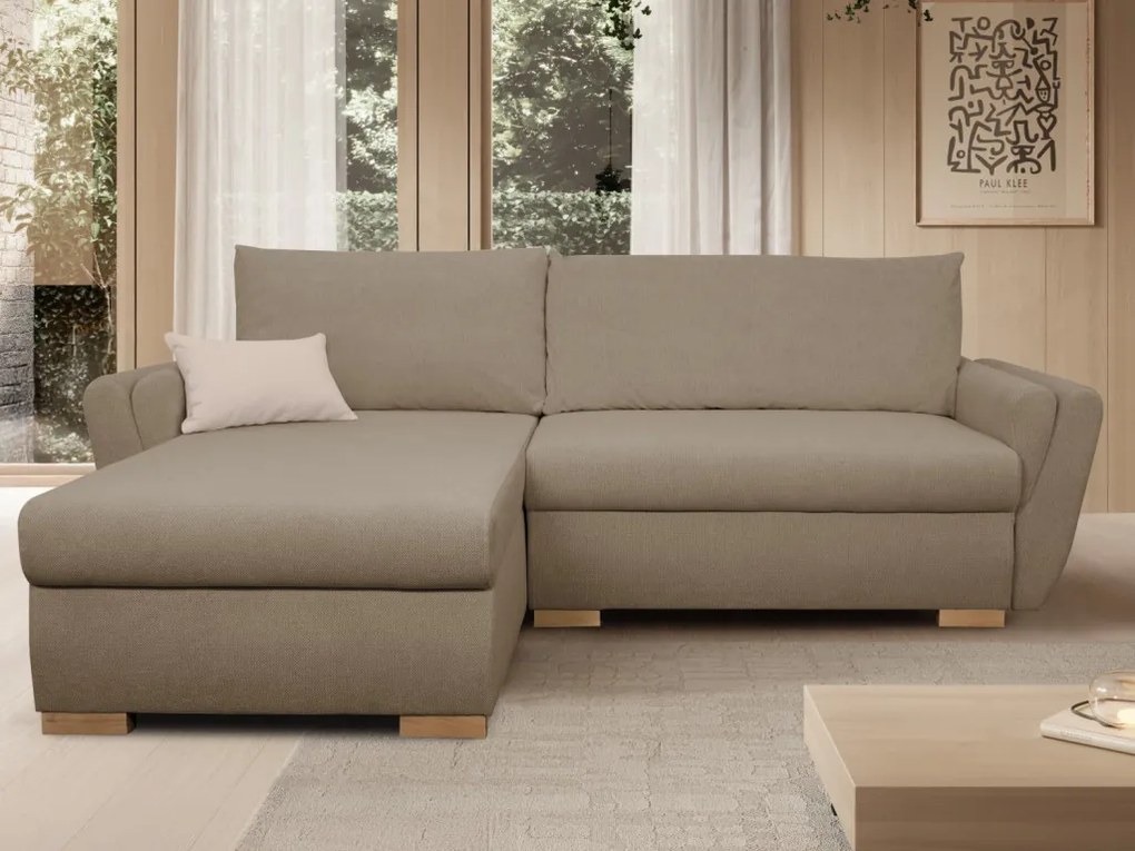 Rohová sedačka Helvetius, svetlo hnedá látka