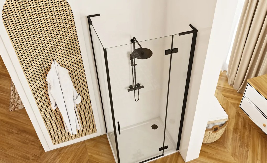 Rea Hugo, sprchová zástena 90x200 cm, čierna matná, REA-K6611