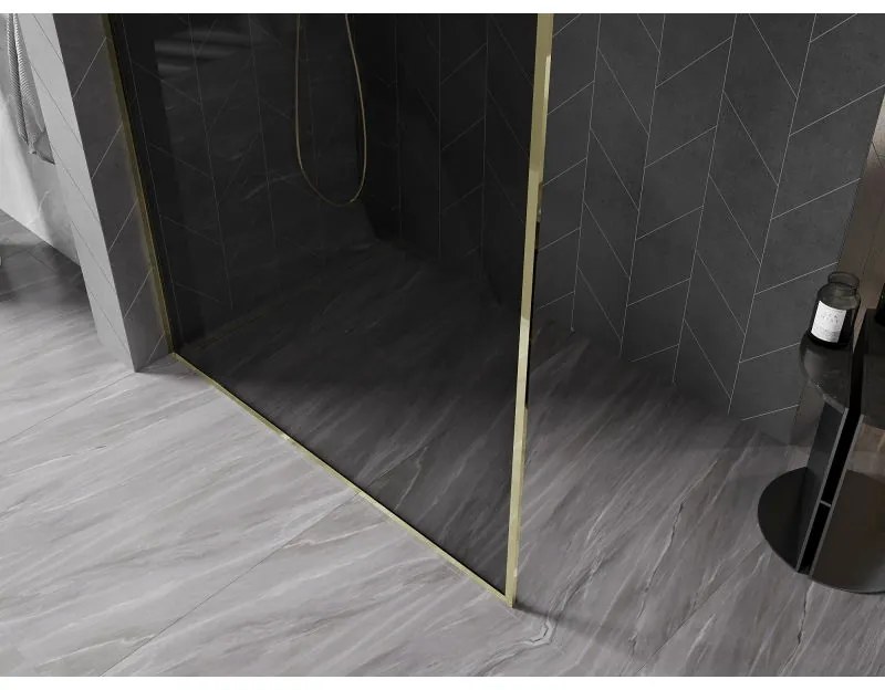 Mexen, Mexen Kioto-XF sprchová stena s rámom 90 x 202 cm, grafit 10 mm, zlatá - 800-090-104-50-40-X