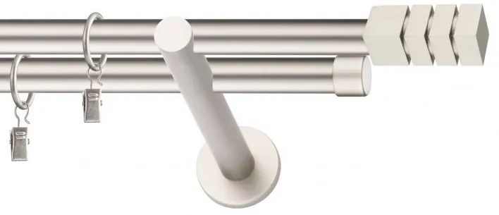 Dekorstudio Chrómová matná dvojradová garniža NORDIC 19mm Dĺžka: 120cm, Typ uchytenia: Držiak dvojitý modern, Typ príslušenstva: Bez príslušenstva