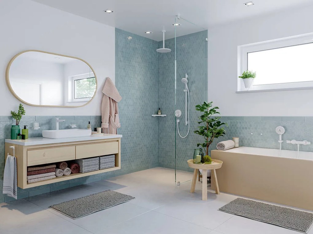 Hansgrohe Talis E, vysoká umývadlová batéria 240 s odtokovou súpravou s tiahlom, biela matná, HAN-71716700