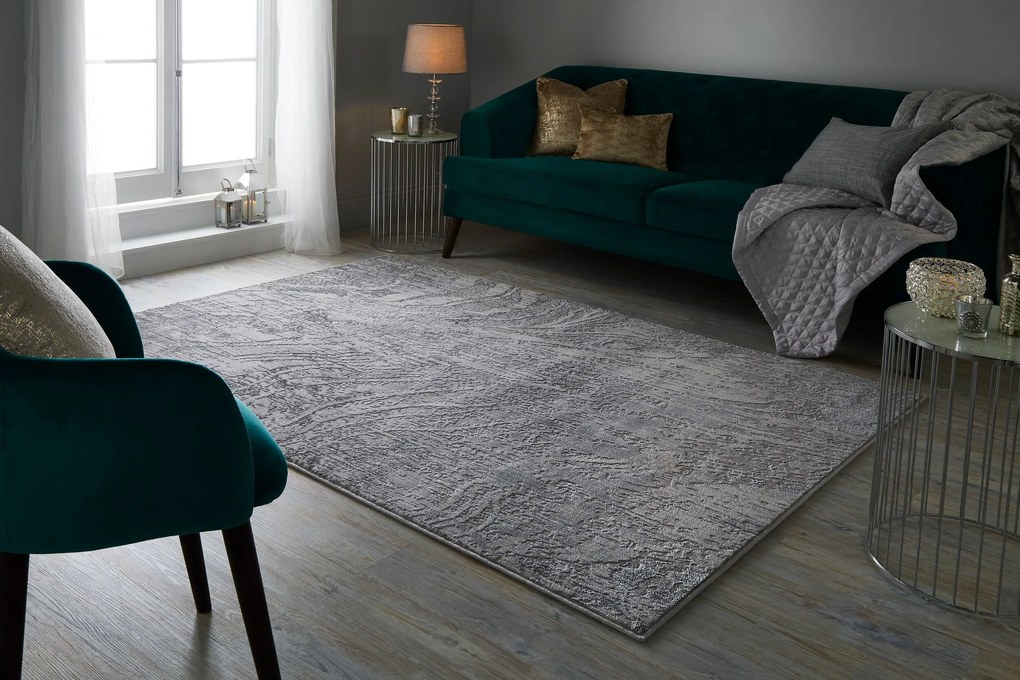 Flair Rugs, Kusový koberec Eris Arissa Silver, 120x170, šedá, chodba / predsieň