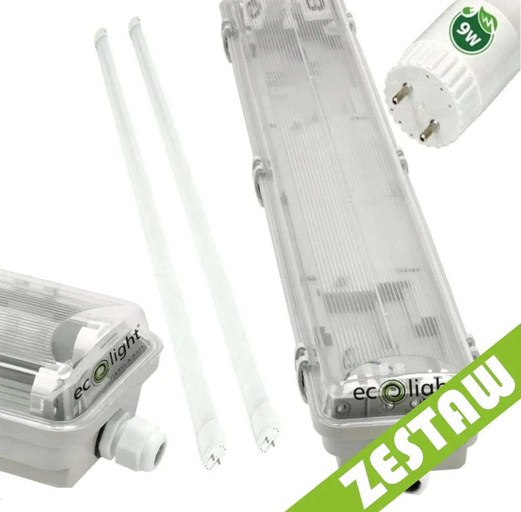 Hermetické LED svietidlo 60 cm + 2 LED žiarivky - teplá biela