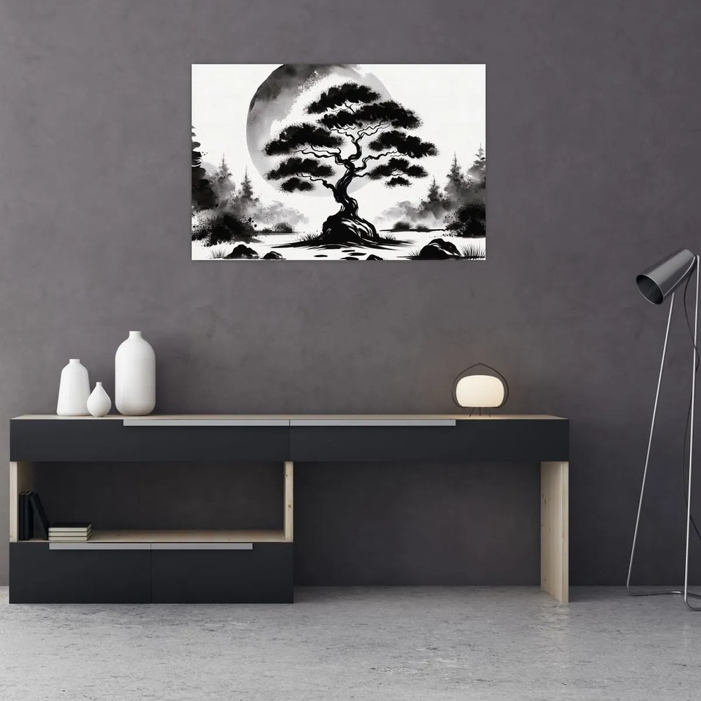 Obraz – Čiernobiela bonsai (90x60 cm)
