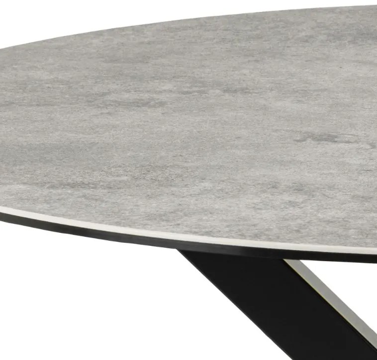 Jedálenský okrúhly stôl Heaven 119 cm sivý mramor/čierny