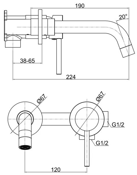 F-Design Flusso, podomietková umývadlová batéria, chróm lesklý, FD1-FLS-3PA-11