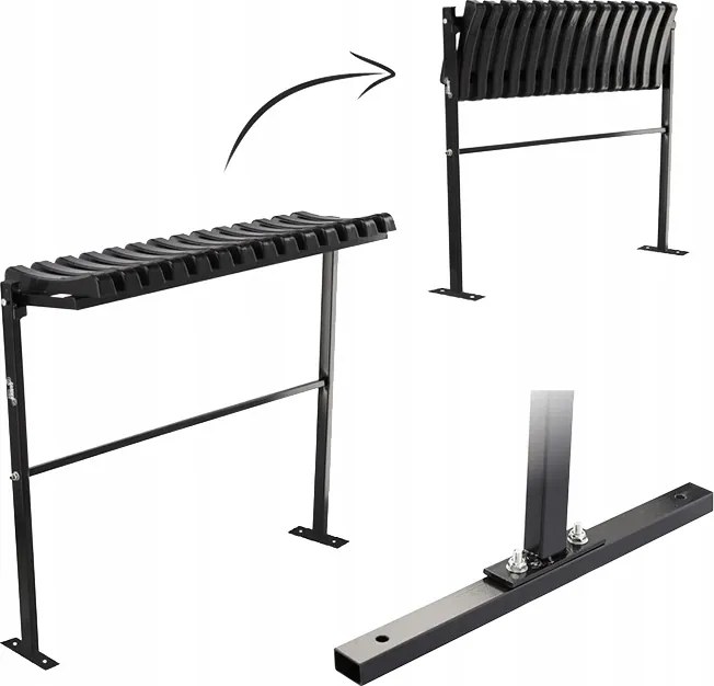 Garden Line SKLADACIA LAVICA, DĹŽKA 86 CM, S OPOROU PRE NOHY – ČIERNA *8305