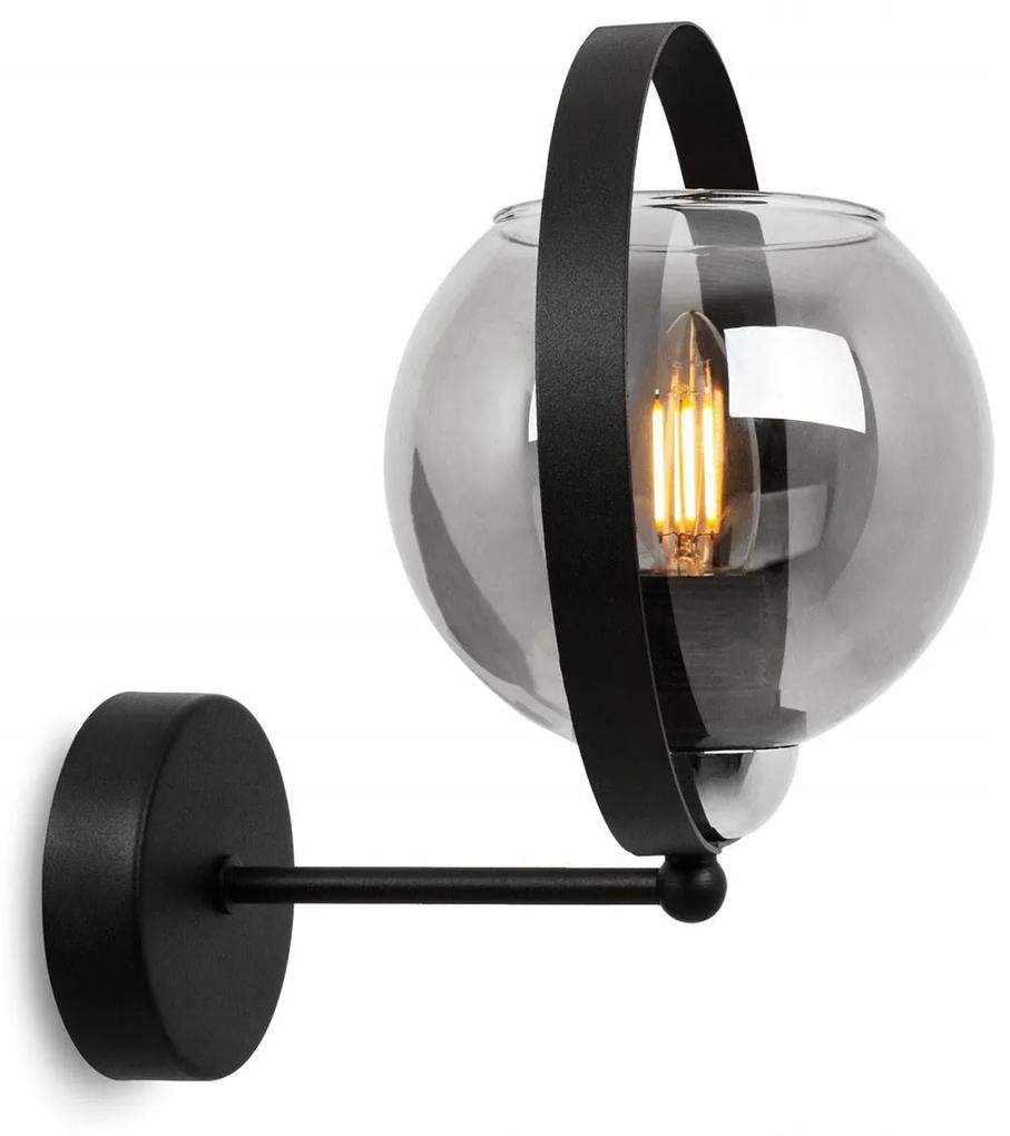 Nástenné svietidlo Haga ring 1, 1x grafitové sklenené tienidlo (výber z 3 farieb uchytenia)