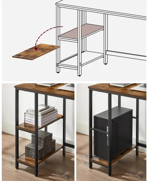 Písací stôl SOLEA hnedá/čierna