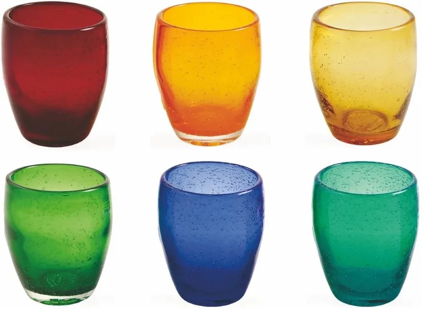 Sada 6 farebných pohárov z fúkaného skla Villa d'Este Rainbow, 280 ml