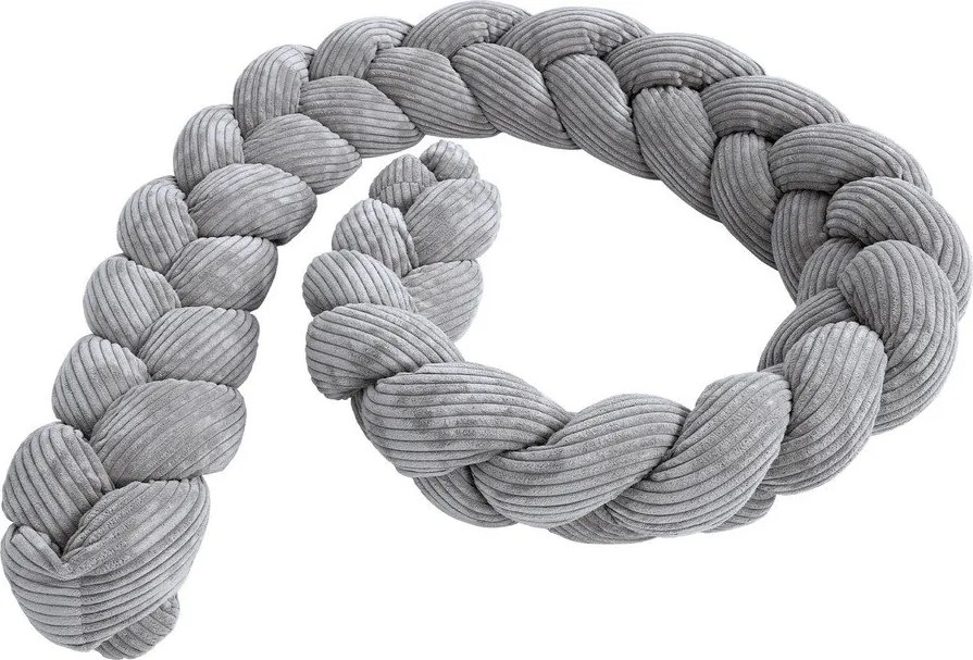 Sivý menčestrový mantinel do postieľky 300 cm – Meowbaby