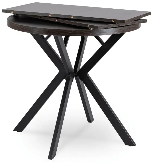 JAKS Okrúhly rozkladací stôl 80 - 160 cm čierny Dorian