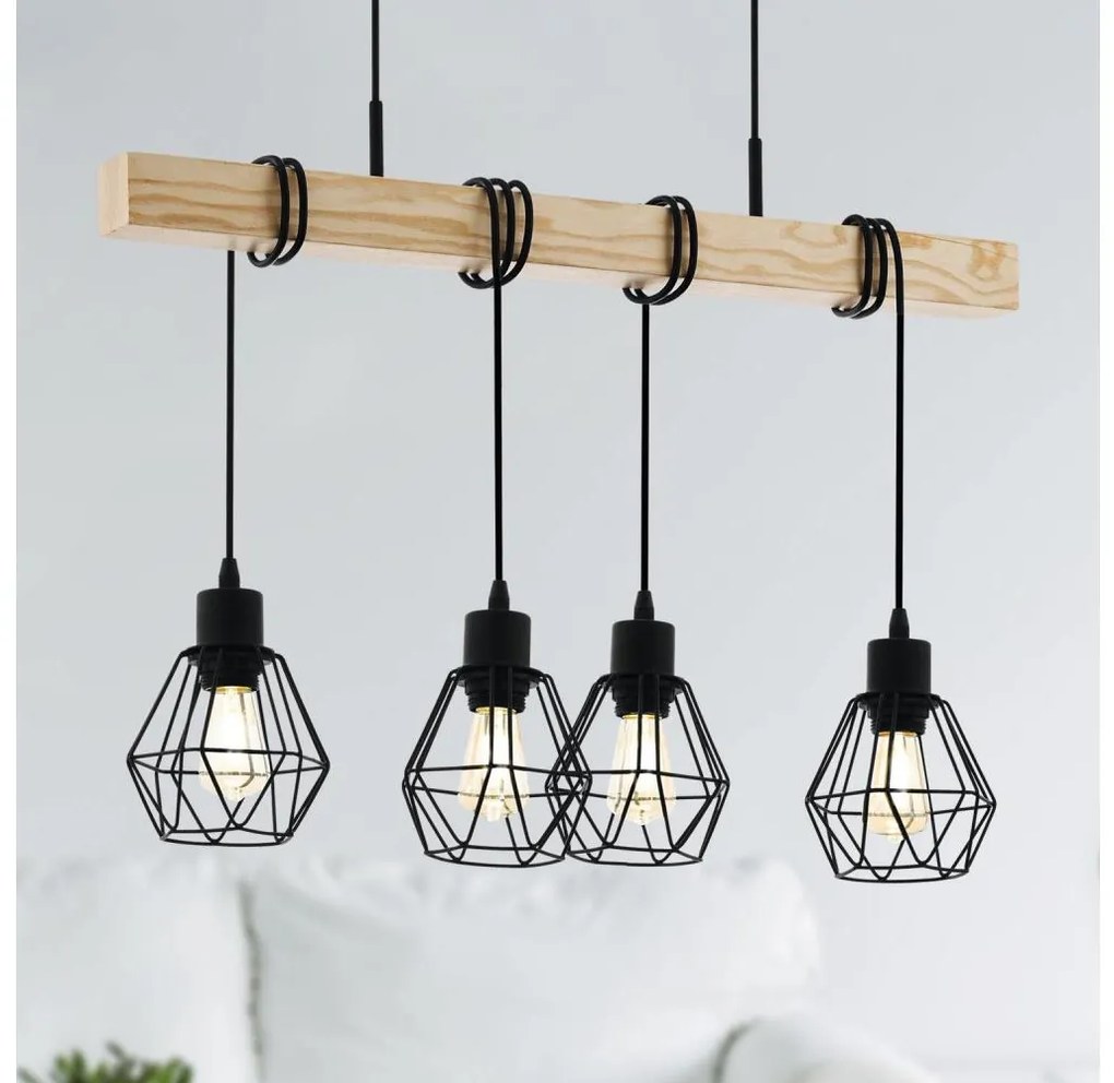 Eglo 44075 - Závesné svietidlo TOWNSHEND na lane 4xE27/60W/230V