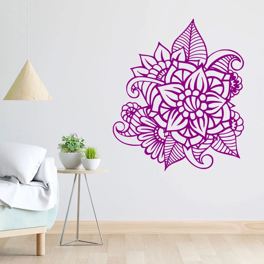 Veselá Stena Samolepka Kvetinový ornament Farba: bílá, Veľkosť: 100 x 86 cm
