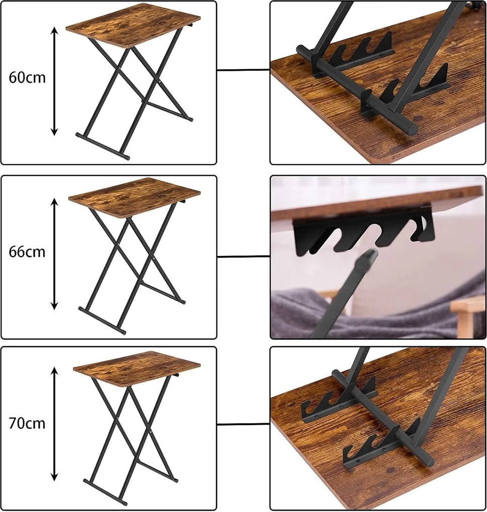 Skladací odkladací stolík Vasagle Melori 60 cm čierny/hnedý