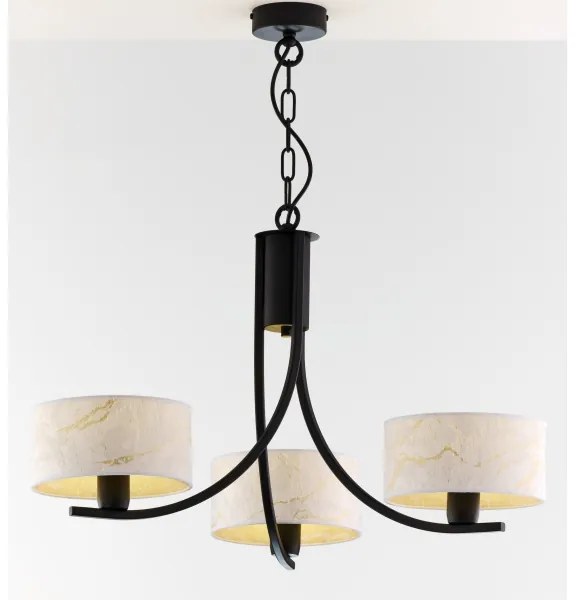 Jupiter 2103 - Luster na reťazi ARTHUR 3xE27/15W/230V biela/čierna/mramorový dekor