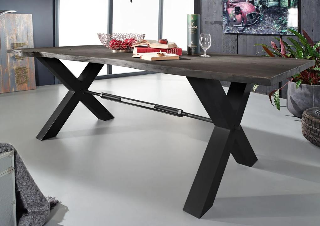 Bighome - DARKNESS Jedálenský stôl 260x100 cm - čierne nohy, sivá, akácia