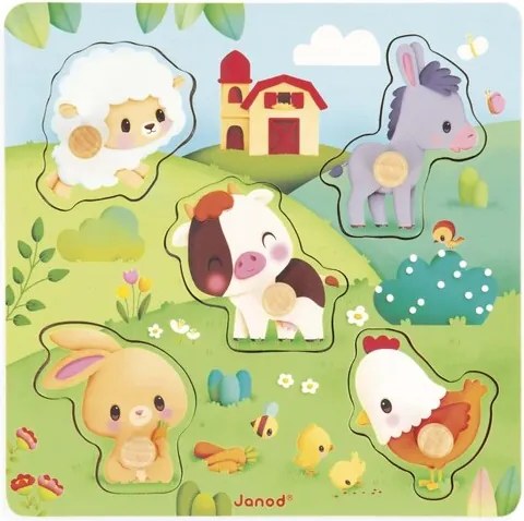 Janod Drevené vkladacie puzzle s úchytom Zvieratká