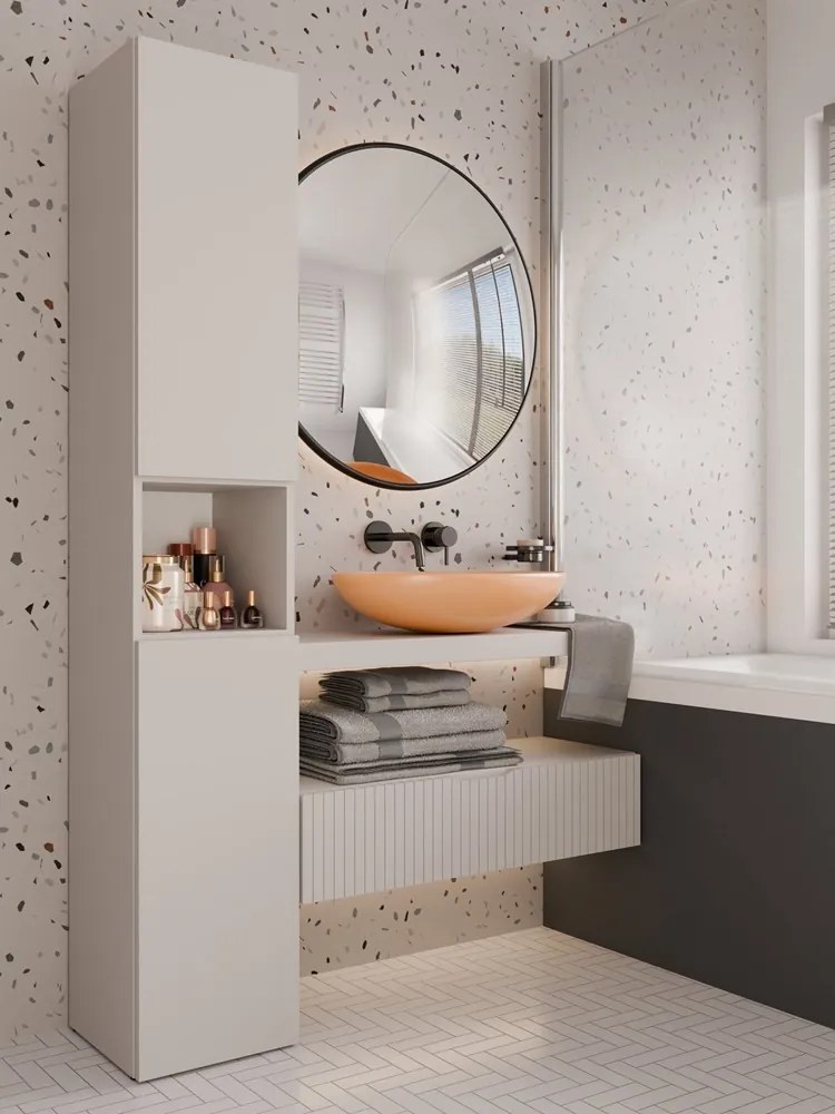 Kúpeľňová skrinka NEL III-KASZ s košom na bielizeň kašmír