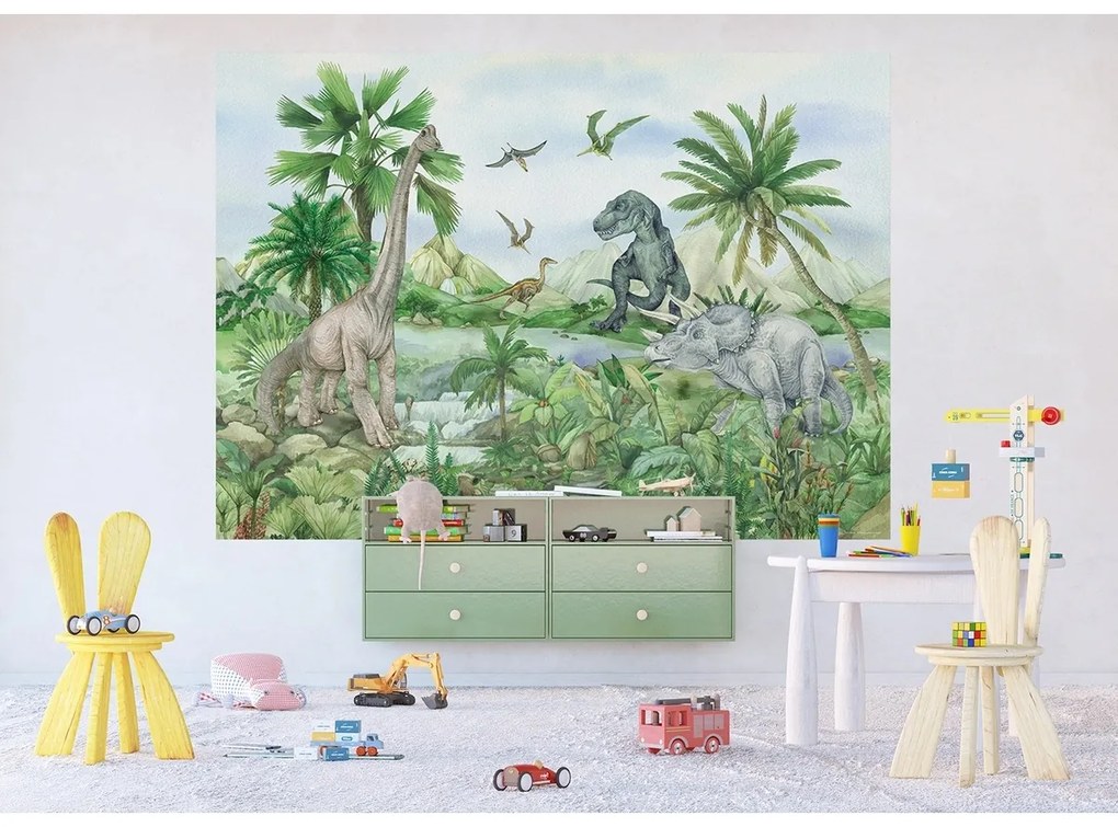 Detská fototapeta Colourful Dino 252 x 182 cm, 4 diely