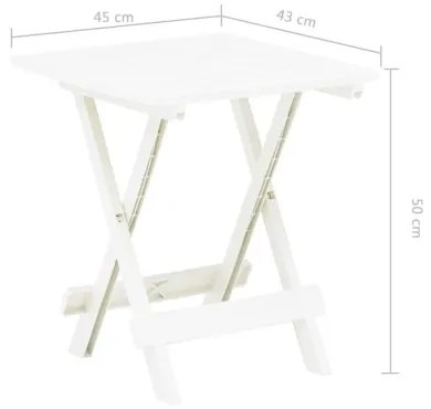 vidaXL Skladací záhradný stôl biely 45x43x50 cm plastový-
