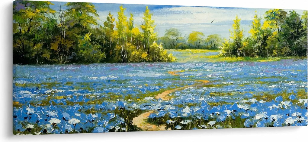 Obraz - Cestička v poli, olejomaľba (120x50 cm)