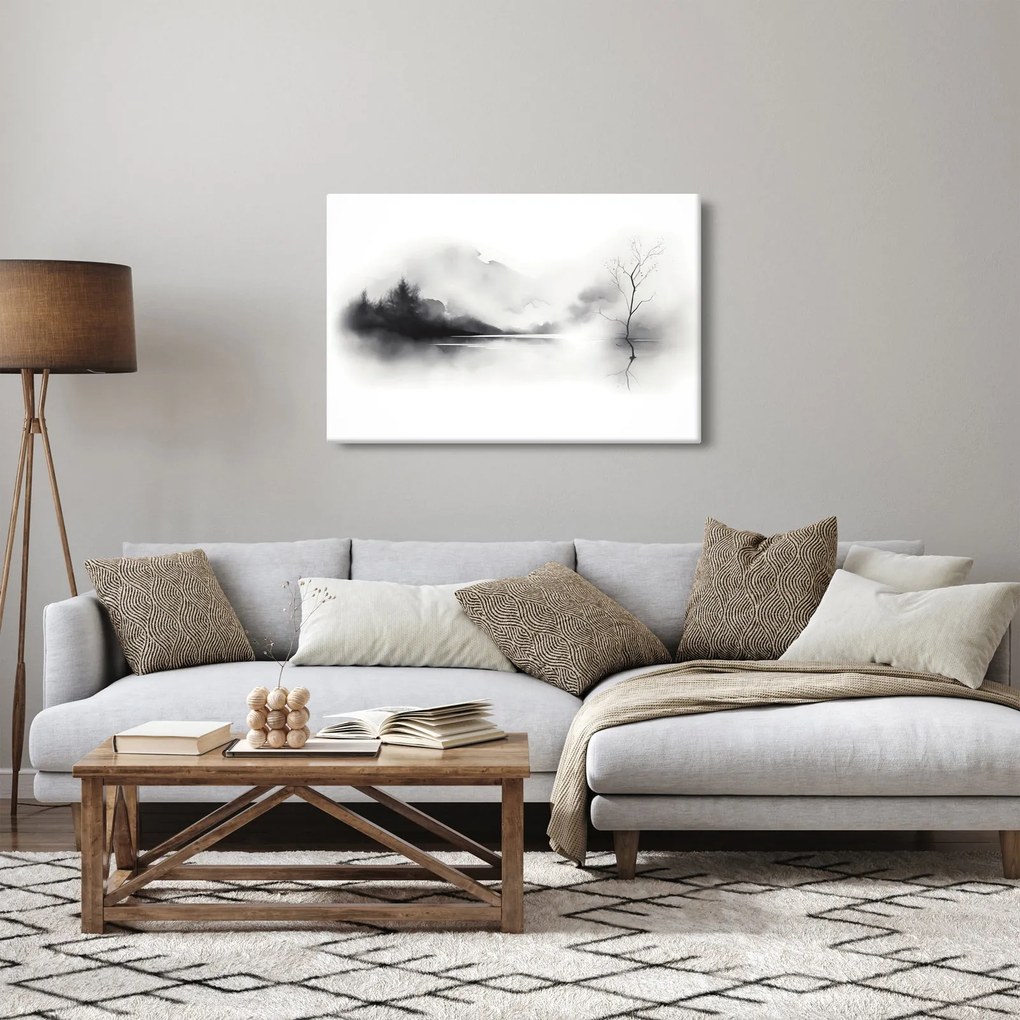 Obraz - Atramentová maľba krajiny (90x60 cm)