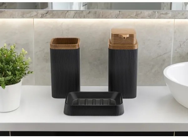 Kúpeľňový set ZOYA 5 ks čierna/hnedá