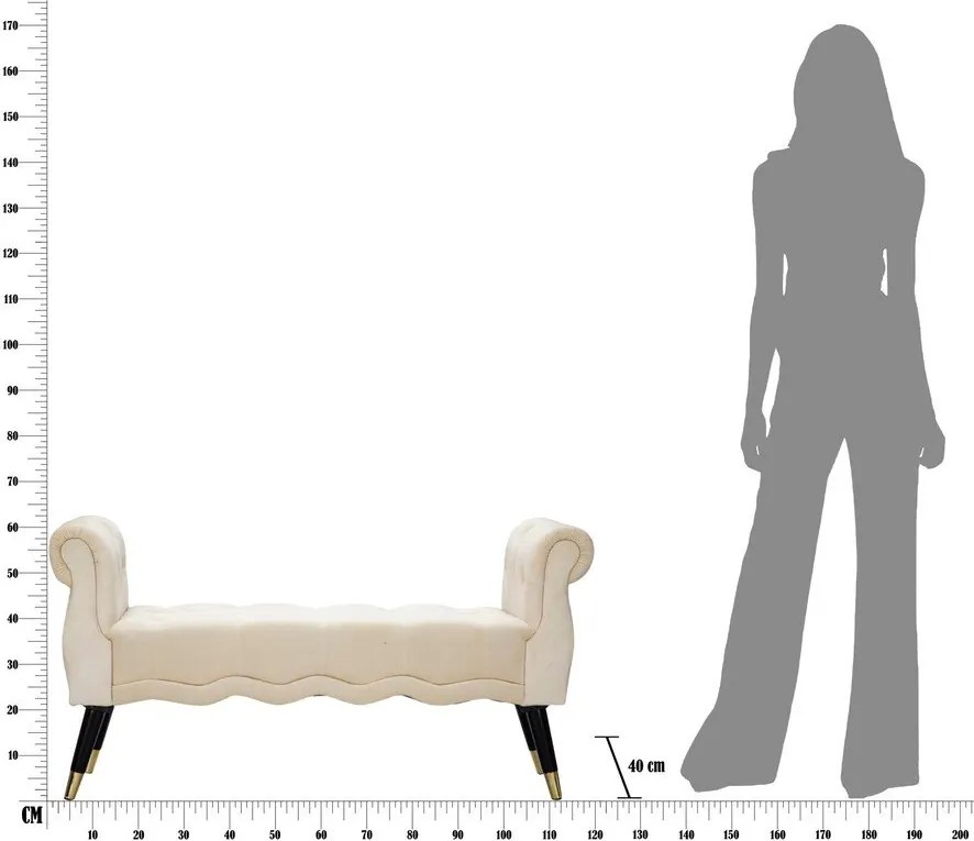 Krémová zamatová lavica Paris – Mauro Ferretti
